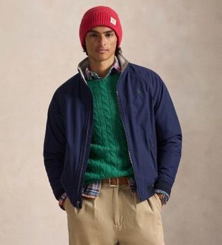 Polo Ralph Lauren para hombre. 710962340003 Chaqueta de manga raglán marino (L), Casual, Algodón