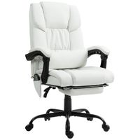 vinsetto silla de oficina con masaje de 6 puntos ergonomica respaldo alto reclinable altura ajustable reposapies y mando a distancia blanco