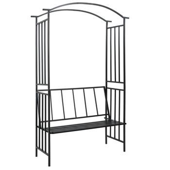 Arco De Jardín Con Banco Hierro Negro 128x50x207 Cm Vidaxl