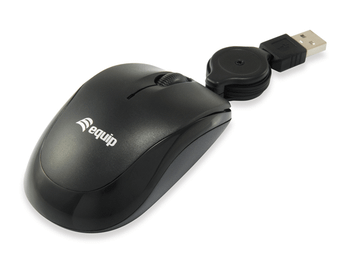 MOUSE EQUIP LIFE OPTICO 2 BOTONES USB CABLE RETRACTIL COLOR NEGRO 1000DPI