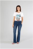vaqueros acampanados de mezclilla medium darck blu