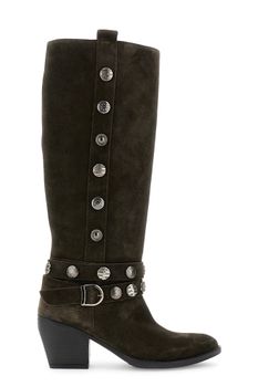 botas de ante con botones decorativos dark brown 36