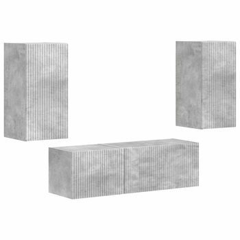 Conjunto De Mueble Para Tv De Pared 4 Uds | Mueble De Salón | Gabinete De Tv Gris Concreto