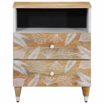 Mesita De Noche，mesilla De Noche Madera Maciza De Mango 50x33x60 Cm
