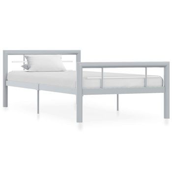 Estructura De Cama Sin Colchón Metal Gris Y Blanco 100x200 Cm Vidaxl