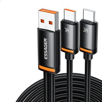 MENSAJE ES-X67 7A 100W USB-A a Type-C + Cable Type-C QC SCP FCP VOOC Carga rápida Transmisión de datos Núcleo de cobre e
