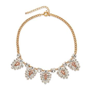 Gold-tone statement necklace stones rosa clear