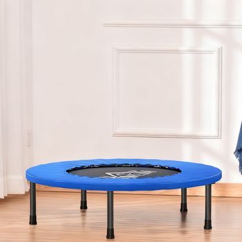 Cama Elástica Fitness Homcom Acero Pvc Pp, 81x81x22,5cm, Negro Y Azul