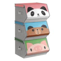 juego de 3 cajas almacenaje tela infantil panda oso cerdo