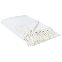 manta de cama algodon patron chevron con flecos blanco 150 x 200 cm ampara