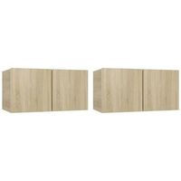 2 uds muebles tv  mueble de salon  armario tv colgantes roble sonoma 60x30x30 cm