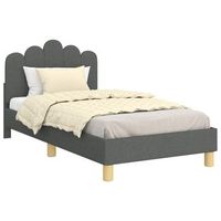 cama para ninos con cabecero gris oscuro 80 x 160 cm tela vidaxl