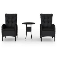 juego de bistro para jardin 3 uds  conjunto de mesa y sillas ratan sintetico negro