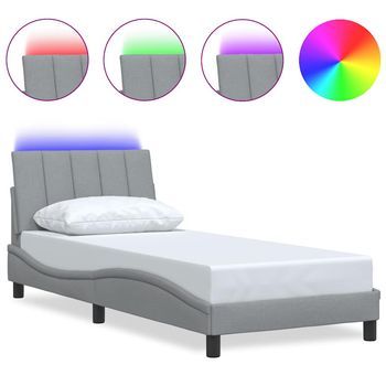 Estructura De Cama Sin Colchón Hanko Tela Gris Claro 80x200 Cm Vidaxl