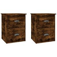 pack 2 uds mesita de noche  mesa auxiliar  mesilla de pared color roble ahumado 415x36x53cm