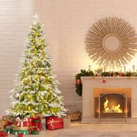 190 cm arbol de navidad artificial decoracion de fiesta con 280 luces led nieve simulada 765 ramas articuladas 62 pinas arbol falso cfw89713