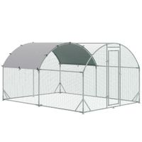 pawhut gallinero de exterior grande para 6-12 gallinas de acero galvanizado con techo de tela oxford 28x38x197m plata   aosom espana