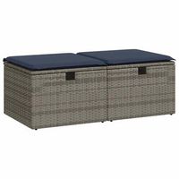 set sofas jardin y cojines 2 pzas ratan sintetico acacia gris cfw806719