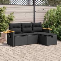 juego de sofas jardin 4 uds  juego de muebles de jardin con cojines ratan sintetico negro cfw48443