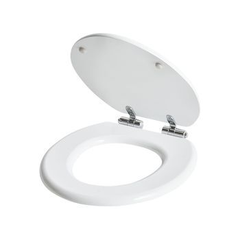 Asiento Para Inodoro Accesorios De Baño Cierre Suave Sistema De Desenganche Rápido 46 X 38 Cm Distancia Entre Agujeros 17 Cm Mdf Blanco Mazaruni