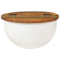 mesa de cafe - mesa de centro de madera maciza reciclada blanca 50x27 cm