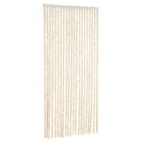 cortina antimoscas chenilla beige y blanco 90x220 cm vidaxl