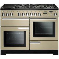 rangemaster professional deluxe 110 dual fuel range cooker - cream  chrome cream
