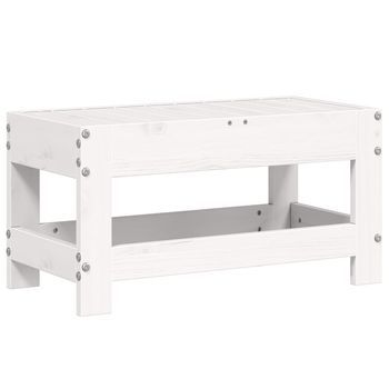 Taburete De Jardín | Otomana De Jardín | Reposapiés De Jardín Madera Maciza De Pino Blanco 62x30x32 Cm