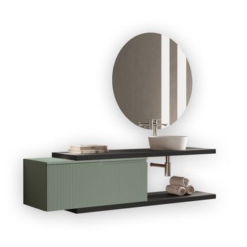Composición Baño 5 Piezas Venere Antracita/verde Salvia En Mdf