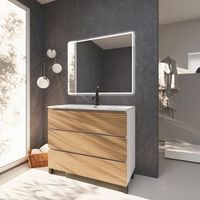 conjunto de bano yinu  100 cm blanco - solomon  tres cajones  lavabo empotrado  mueble montado  no incluye espejo  alday