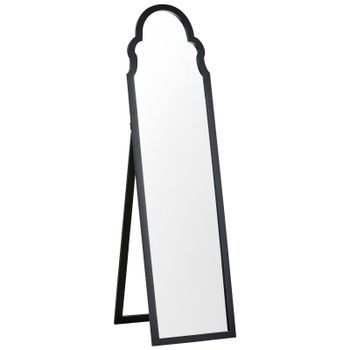 Espejo De Pie Negro 40 X 150 Cm Mdf Soporte Marco Decorativo Moderno Chatillon