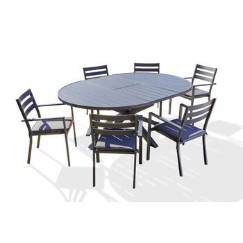 Conjunto De Comedor 6 Pl Aluminio  Con Extensión Mariposa