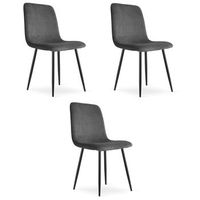 set de 3 silla de comedor tela valora grieta asiento de tela acolchado gris