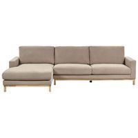 sofa esquinero elegante patas de madera tapizado de tela gris pardo derecho siggard