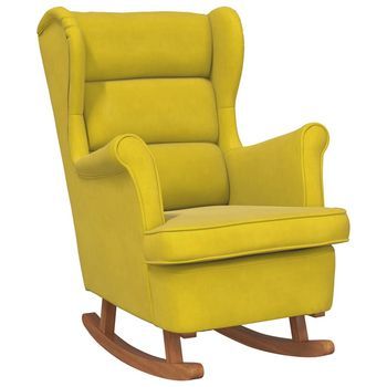 Silla Mecedora | Sillón Balancín Relax | Sillón De Salón Patas De Madera De Caucho Terciopelo Amarillo
