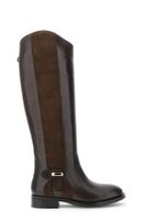 botas altas de piel con panel lateral de ante dark brown 38