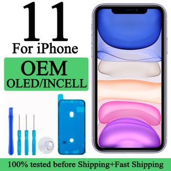 Pantalla Lcd 100% probada para iPhone 11, repuesto de pantalla táctil 3D con marco de Metal, FHD completo, duradero, fácil de instalar, Lcd de fábrica