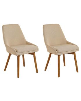 Conjunto de 2 sillas de comedor  tela beige