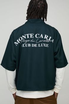 Camisa Oversize Recta Con Solapas Y Estampado De Monte Carlo, Verde
