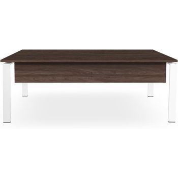 Mesa-escritorio Con Faldón. Estructura Metálica Abierta Blanco. 200x80 Cm. Nogal. Ofilike