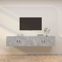 2 uds muebles tv de pared  mueble de salon  armario tv gris hormigon 100x345x40 cm cfw780852