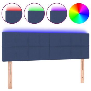 Cabecero，cabecero Cama，panel De Cabecera Con Led De Tela Azul 144x5x78/88 Cm