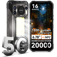 oukitel wp61 5g smartphone resistente 36gb1224512gb android 16 pantalla hd 678 linterna de camping 1200 lumenes 20000mah 45w 108mp nfc