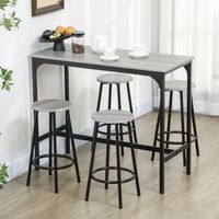 juego de mesa y 4 sillas de bar homcom 110x50x895 cm gris y negro
