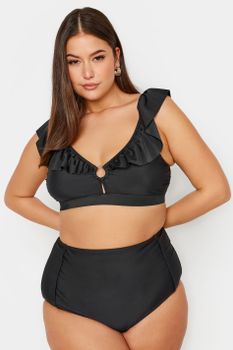 Yours Top Bikini Negro Con Volantes