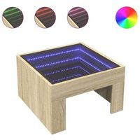 mesa de centro con infinity led roble sonoma 50x50x30 cm vidaxl