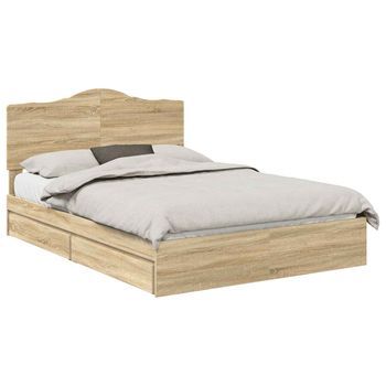 Cama Con Almacenamiento Con Cajón Roble Sonoma 140 X 190 Cm Vidaxl