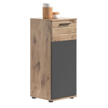Mueble De Almacenamiento 1 Puerta – Gris Antracita Y Roble Claro – Selma