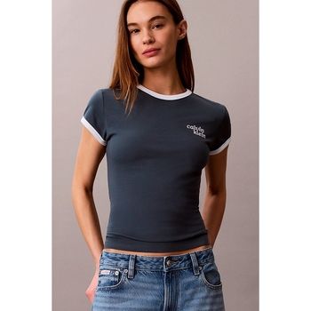 Calvin Klein Jeans Tops y Camisetas Lv047g803g Ss Slim Logo Ringer Tee para mujer