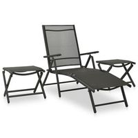 set de muebles de jardin 3 piezas textilene aluminio negro vidaxl